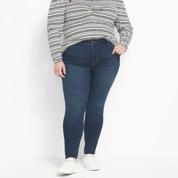 Lane Bryant 28 Straight Fit High-Rise Skinny Jeans Womens Plus Size Stretch - Picture 1 of 14